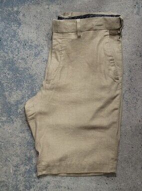 Enro Linen-Blend Mens walking shorts Beige Size 36 Stretch